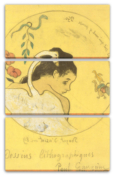 Leinwandbild Dessins lithographiques: Suite von zehn Lithographien auf Zink - ("Leda") Entwurf für einen Teller: Schande über diejenigen, die böse denken (Honi Soit Qui Mal y Pense); Titelbild für die "Volpini Suite" Lithographische Zeichnungen (Dessins