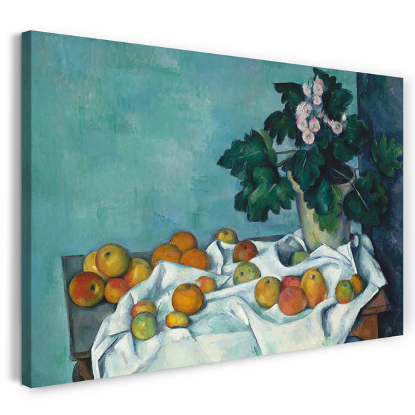 Leinwandbild Paul Cézanne - Stillleben mit Äpfeln und einem Topf Primeln