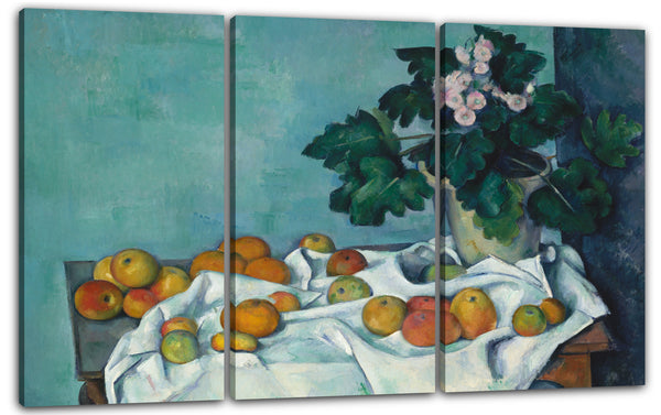 Leinwandbild Paul Cézanne - Stillleben mit Äpfeln und einem Topf Primeln