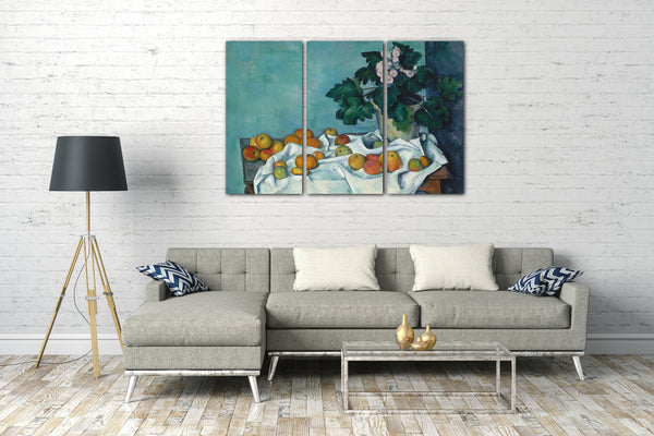 Leinwandbild Paul Cézanne - Stillleben mit Äpfeln und einem Topf Primeln