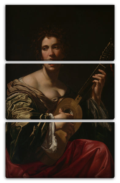 Leinwandbild Simon Vouet - Frau spielt eine Gitarre