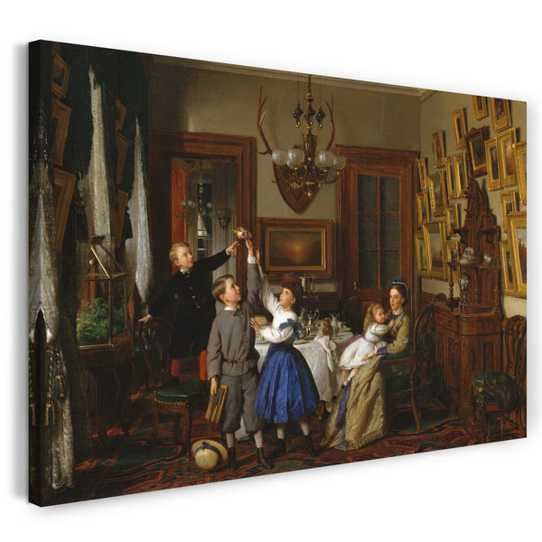 Leinwandbild Seymour Joseph Guy - Der Bouquet-Wettbewerb: Die Familie von Robert Gordon in ihrem New Yorker Dining-Room