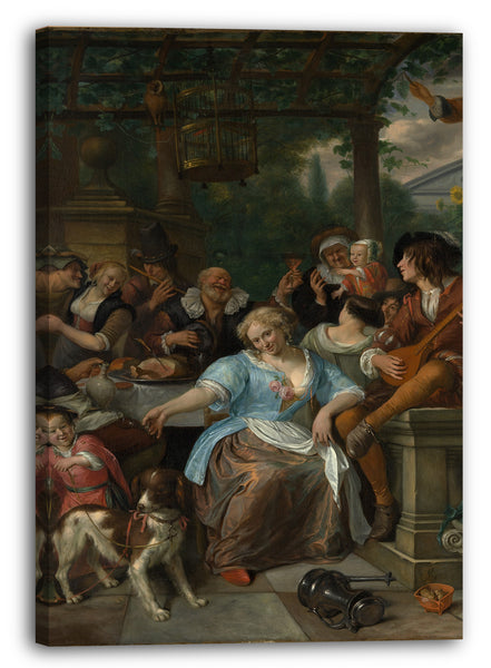 Leinwandbild Jan Steen - Fröhliches Unternehmen auf einer Terrasse