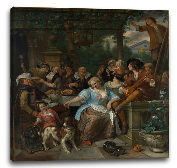 Leinwandbild Jan Steen - Fröhliches Unternehmen auf einer Terrasse