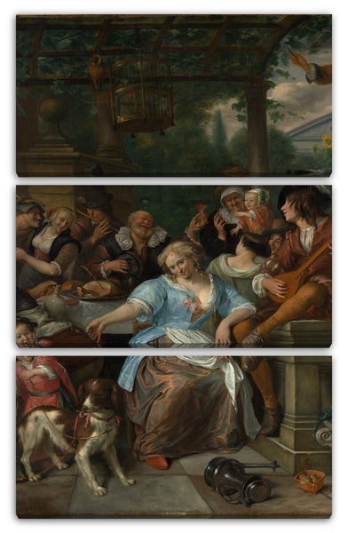 Leinwandbild Jan Steen - Fröhliches Unternehmen auf einer Terrasse