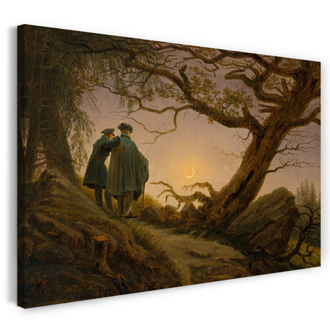 Leinwandbild Caspar David Friedrich - Zwei Männer, die den Mond betrachten
