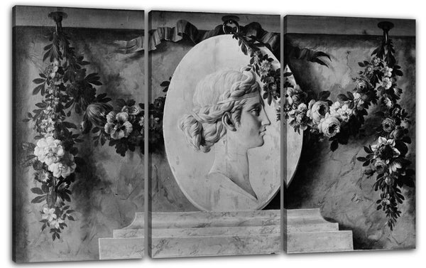Leinwandbild Französischer Maler, ca. 1770-75 - Frauenbüste in einem ovalen Medaillon mit einer Girlande drapiert