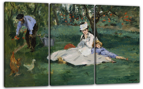 Leinwandbild Edouard Manet - Die Familie Monet in ihrem Garten in Argenteuil