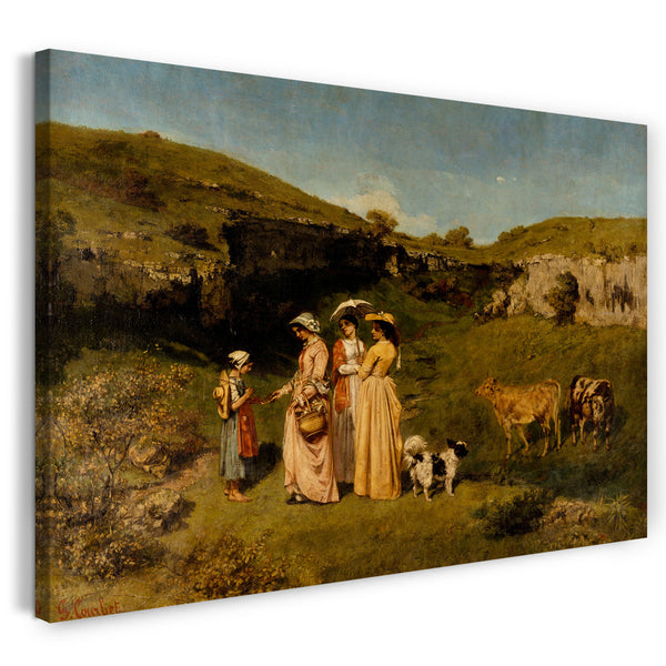 Leinwandbild Gustave Courbet - Junge Damen des Dorfes