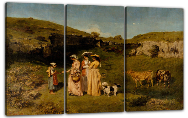 Leinwandbild Gustave Courbet - Junge Damen des Dorfes