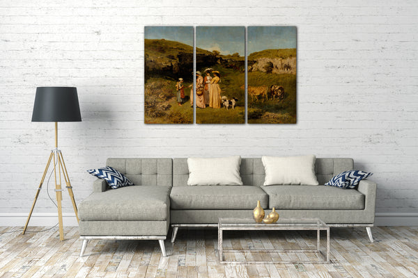 Leinwandbild Gustave Courbet - Junge Damen des Dorfes
