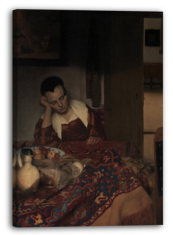 Leinwandbild Johannes Vermeer - Ein Mädchen schläft ein