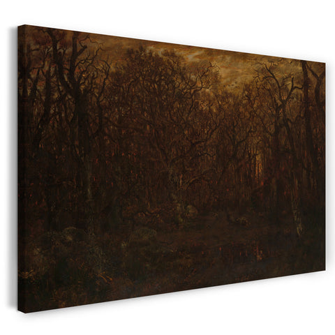 Leinwandbild Théodore Rousseau - Der Wald im Winter bei Sonnenuntergang