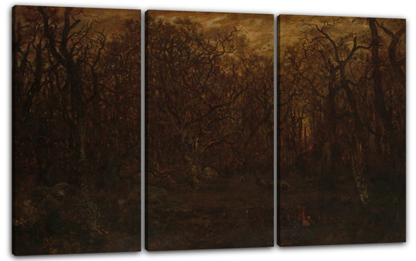 Leinwandbild Théodore Rousseau - Der Wald im Winter bei Sonnenuntergang