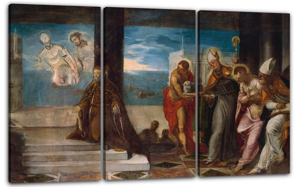 Leinwandbild Jacopo Tintoretto - Doge Alvise Mocenigo (1507-1577) Dem Erlöser vorgestellt
