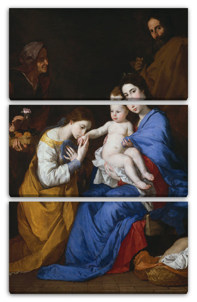 Leinwandbild Jusepe de Ribera - Die Heilige Familie mit den Heiligen Anna und Katharina von Alexandrien