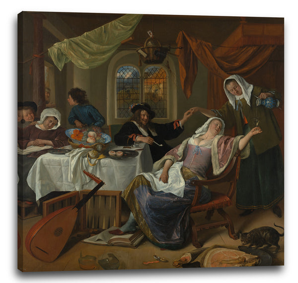 Leinwandbild Jan Steen - Der Dissolute Haushalt