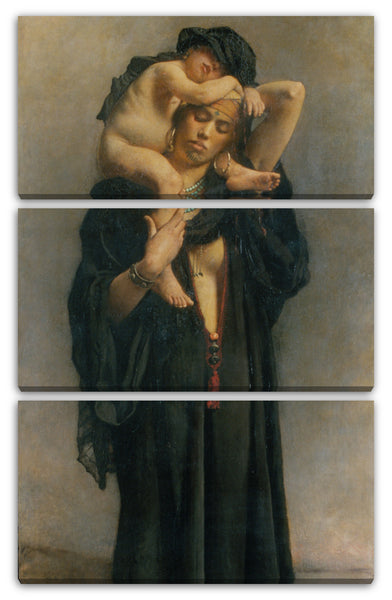 Leinwandbild Léon Bonnat - Eine ägyptische Bäuerin und ihr Kind