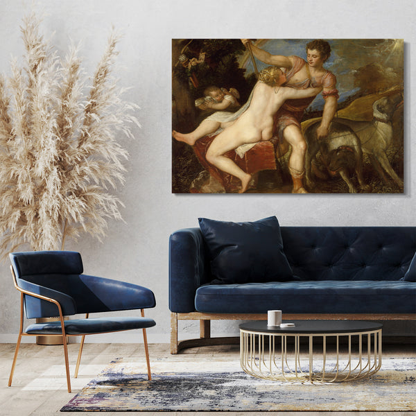 Leinwandbild Tizian - Venus und Adonis