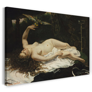Leinwandbild Gustave Courbet - Frau mit einem Papagei