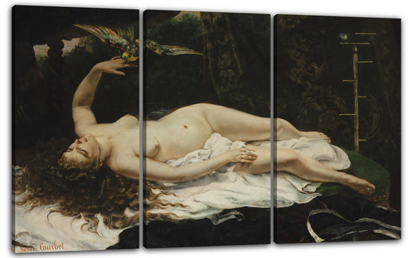 Leinwandbild Gustave Courbet - Frau mit einem Papagei