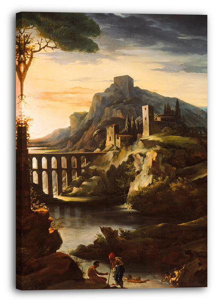 Leinwandbild Théodore Gericault - Abend: Landschaft mit einem Aquädukt
