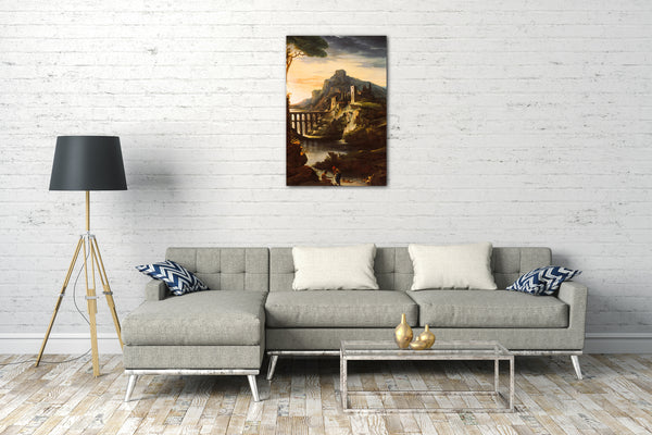 Leinwandbild Théodore Gericault - Abend: Landschaft mit einem Aquädukt