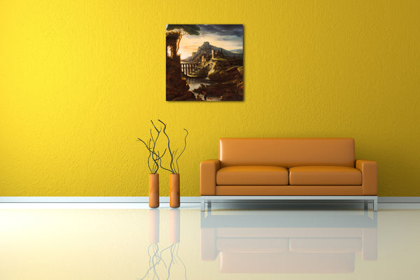 Leinwandbild Théodore Gericault - Abend: Landschaft mit einem Aquädukt