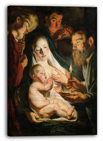 Leinwandbild Jacob Jordaens - Die Heilige Familie mit Hirten