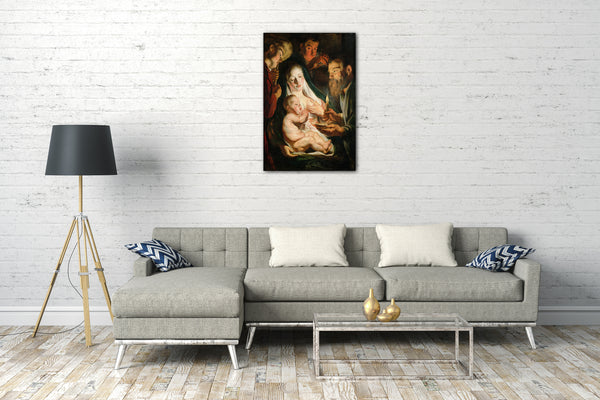 Leinwandbild Jacob Jordaens - Die Heilige Familie mit Hirten