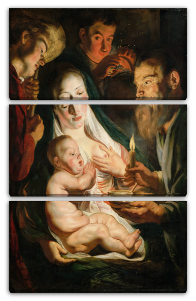 Leinwandbild Jacob Jordaens - Die Heilige Familie mit Hirten