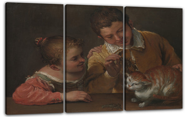 Leinwandbild Annibale Carracci - Zwei Kinder, die eine Katze necken