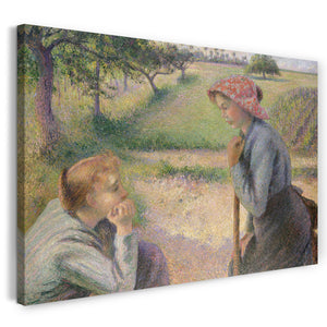 Leinwandbild Camille Pissarro - Zwei junge Bauernfrauen