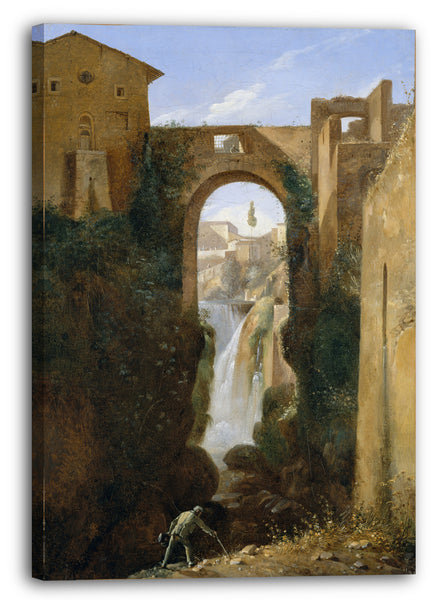 Leinwandbild François Marius Granet - Ponte San Rocco und Wasserfälle, Tivoli