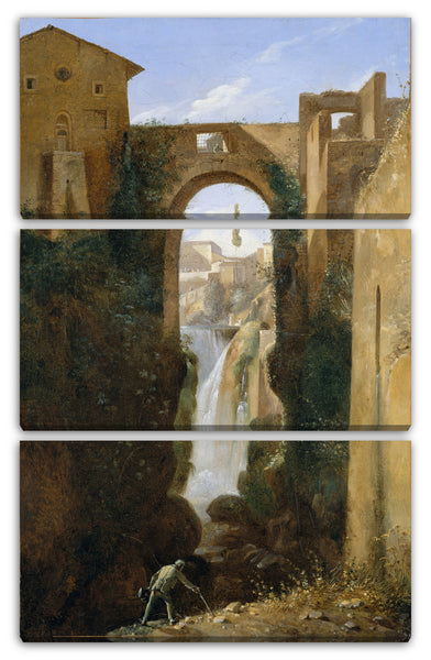 Leinwandbild François Marius Granet - Ponte San Rocco und Wasserfälle, Tivoli