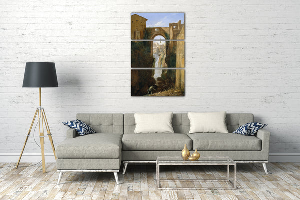 Leinwandbild François Marius Granet - Ponte San Rocco und Wasserfälle, Tivoli