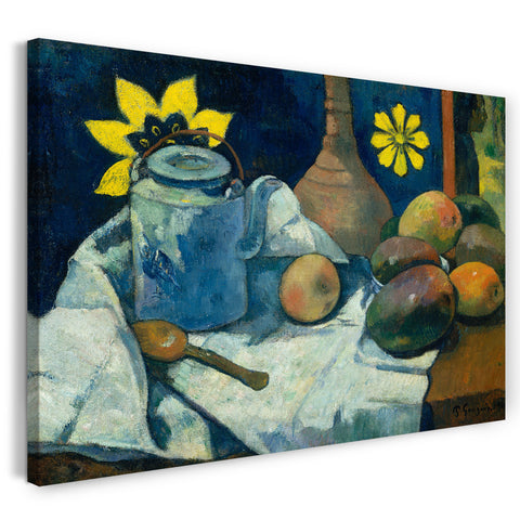 Leinwandbild Paul Gauguin - Stillleben mit Teekanne und Früchten