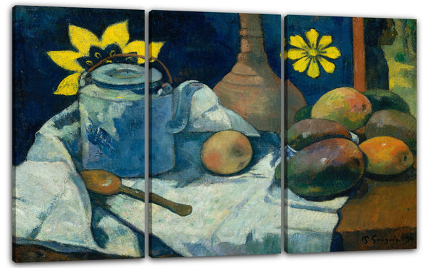 Leinwandbild Paul Gauguin - Stillleben mit Teekanne und Früchten