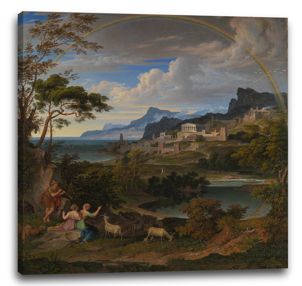 Leinwandbild Joseph Anton Koch - Heroische Landschaft mit Regenbogen