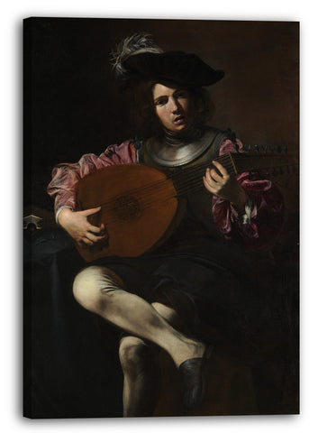 Leinwandbild Valentin de Boulogne - Lautenspieler