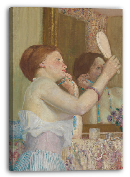 Leinwandbild Friedrich Carl Frieseke - Frau mit einem Spiegel (Femme qui se mire)