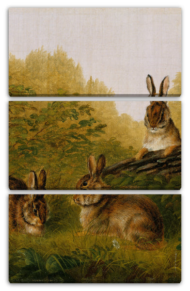 Leinwandbild Arthur Fitzwilliam Tait - Kaninchen auf einem Baumstamm