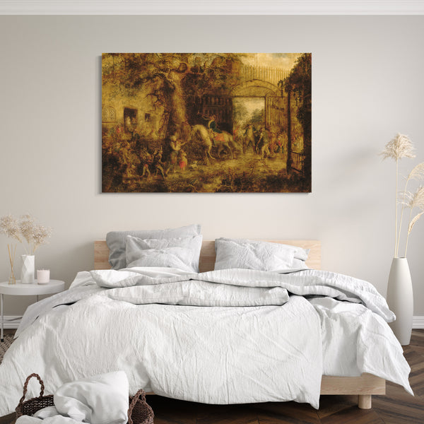 Leinwandbild John Quidor - Das Wall Street Gate des wachsamen Stuyvesant