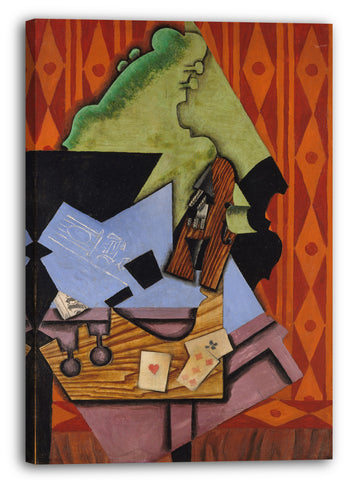 Leinwandbild Juan Gris - Violine und Spielkarten auf einer Tabelle