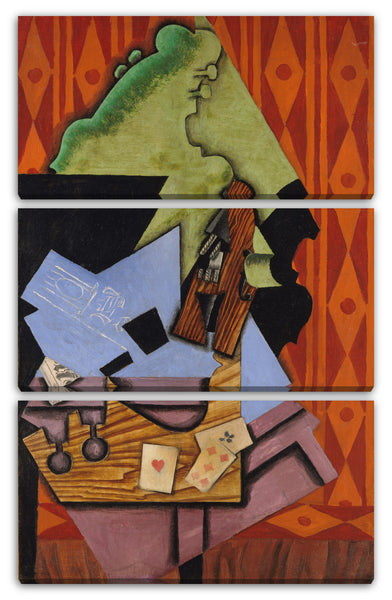 Leinwandbild Juan Gris - Violine und Spielkarten auf einer Tabelle