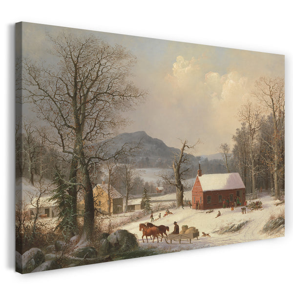 Leinwandbild George Henry Durrie - Rotes Schulhaus (Country-Szene)