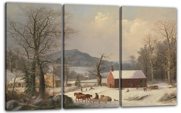 Leinwandbild George Henry Durrie - Rotes Schulhaus (Country-Szene)