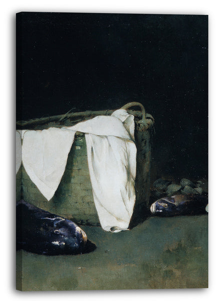 Leinwandbild Emil Carlsen - Stillleben - schwarzer Fisch und Muscheln