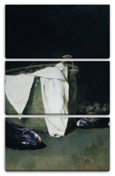 Leinwandbild Emil Carlsen - Stillleben - schwarzer Fisch und Muscheln