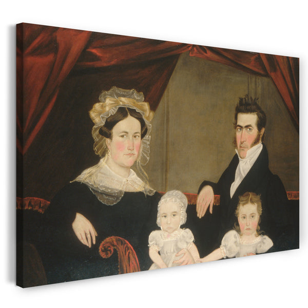 Leinwandbild ca. 1830er Jahre - Familiengruppe von vier auf Sofa